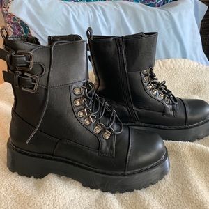 Black combat boots